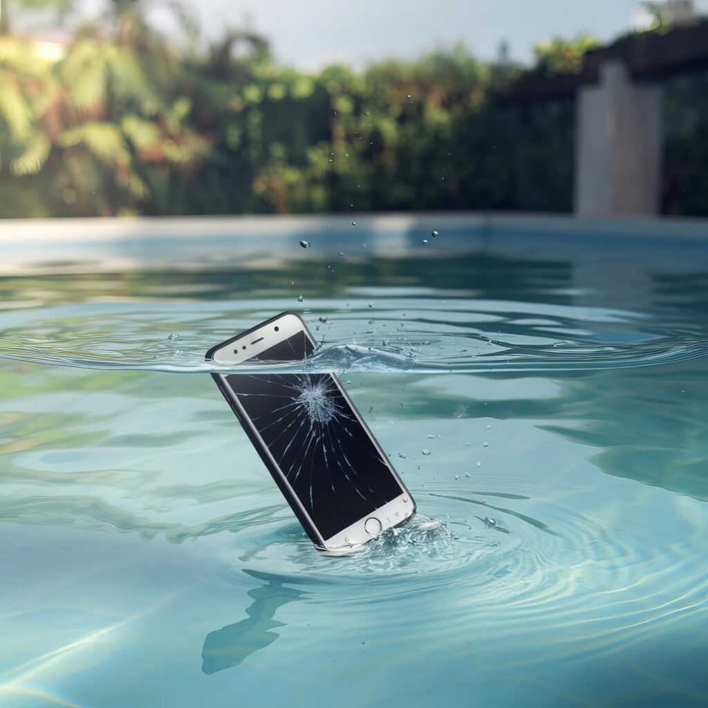 phone that has been smashed into pool 1171309 5903